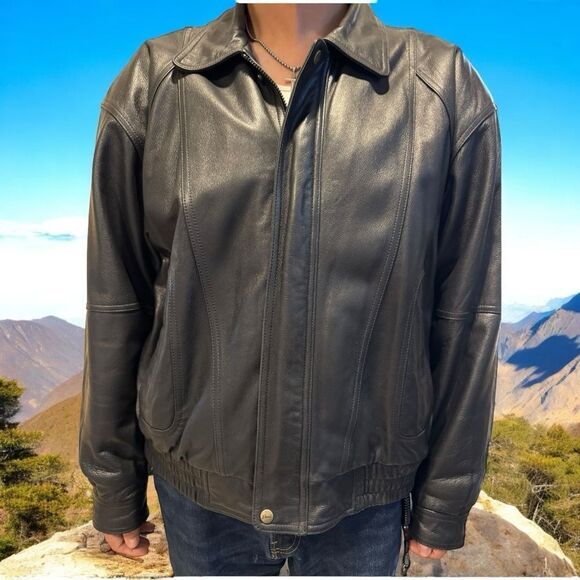 Reed Sportswear Men’s Leather Motorcycle Bomber Jacket Size 50 - Picture 1 of 13